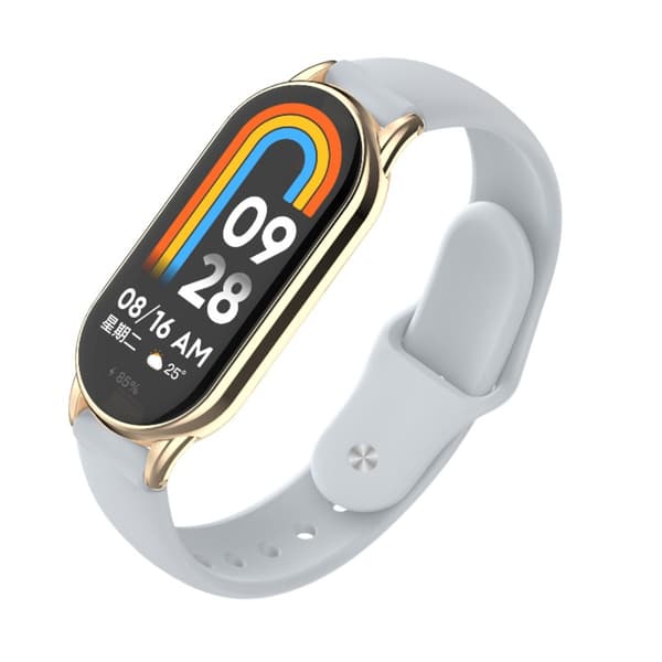 Pehmeä silikoniranneke Xiaomi Mi Band 8/9 -älykellolle (ranneke + liittimet) LightGrey LightGrey
