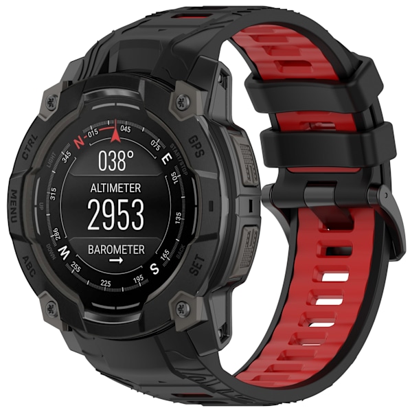 Garmin Instinct 3 Kaksivärinen silikoni kellon ranneke model 2 Punainen