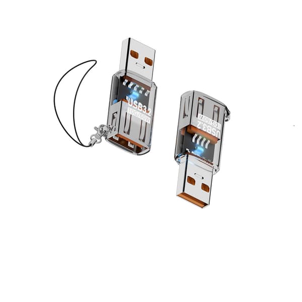 USB 3.2 han til hun-adapter 2-pak, op til 10 Gbps, ABS-forlænger til computer, bil og kompatible USB-interfaces Transparent Transparent