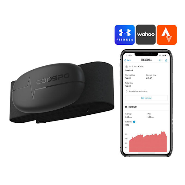Bröstpulsmätare Coospo H6 kompatibel med Strava, wahooo, mapmyfitness etc.