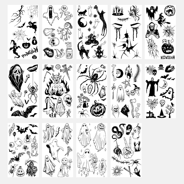 Set med 14 tillfälliga tatueringar