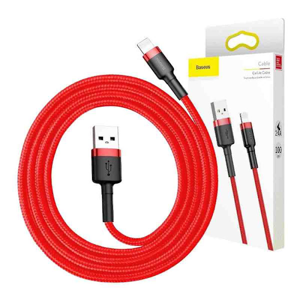Baseus Cafule USB Lightning-kabel 2,4A 0,5m (röd)