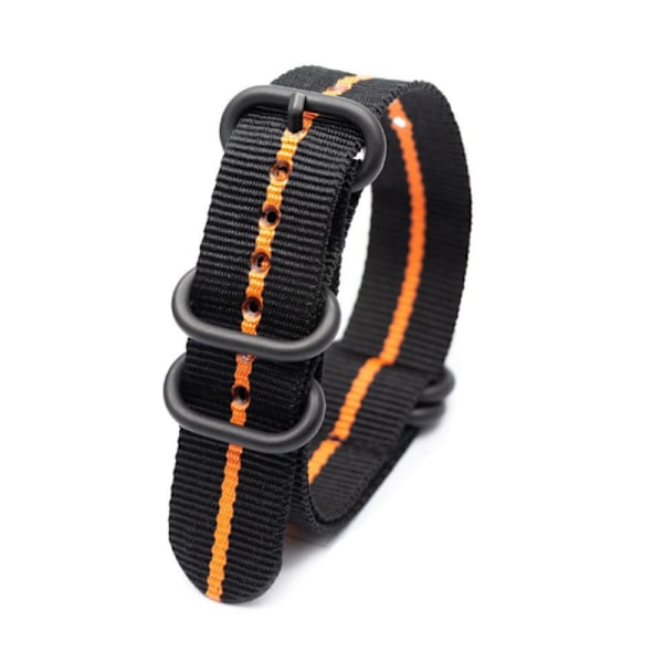 Nylonarmband med ovalt guldspänne Svart+orange 18 mm