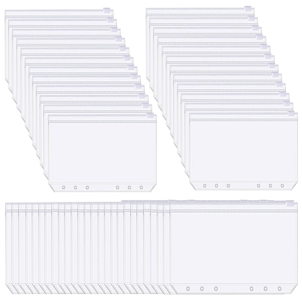 A5 PVC blixtlåspåse för 6-ringspärm 60-pack