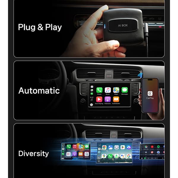 Trådlös CarPlay till Android Auto-adapter