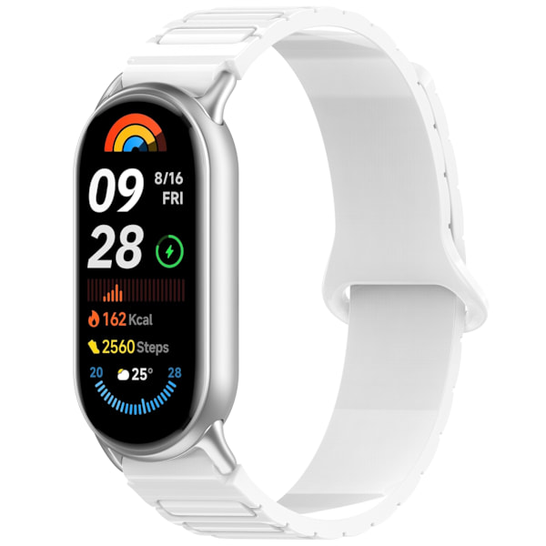 12MM magnetisk silikonerem til Xiaomi Mi Band 8/9 Hvid