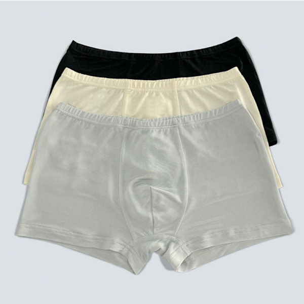 Herrsilkesboxershorts, 3-pack 100 % mullbärssilkestickade underkläder M