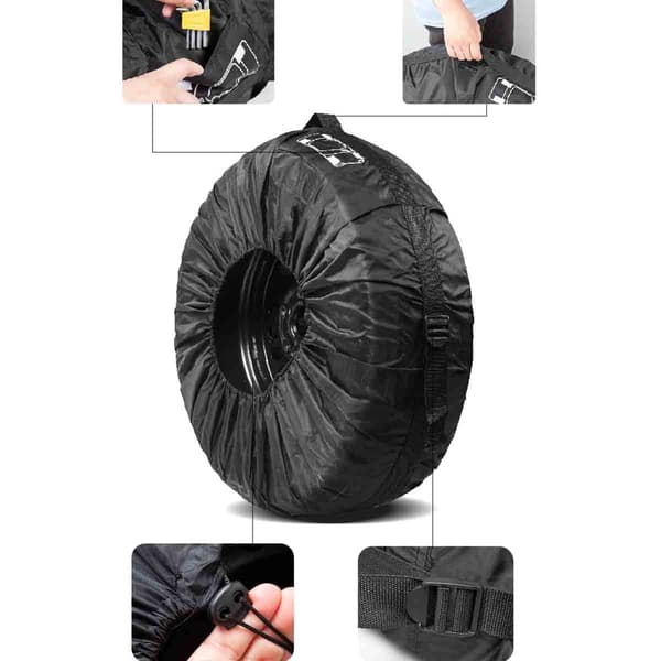 Svart 190T Polyester Taffeta Däckskydd - Skydda Dina Reservdäck L L