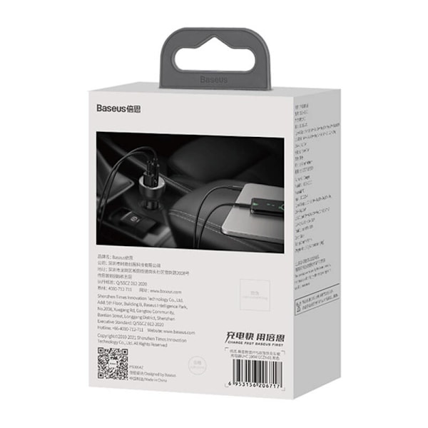 Billaddare Baseus Superme, USB, USB-C, 100W (svart)