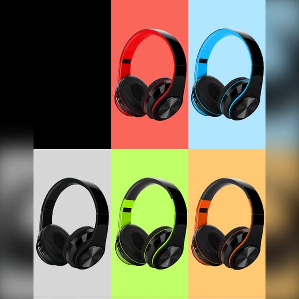Trådløse over-ear hovedtelefoner, dyb bas til rejse/arbejde — 400mAh, ca.200h standby, passiv støj, 15m Bluetooth, foldbare, Apple/Android kompatibel Red