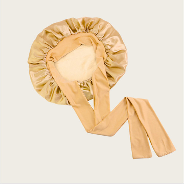 Dubbellagers Satin Elastisk Streamer Sovmössa - Khaki