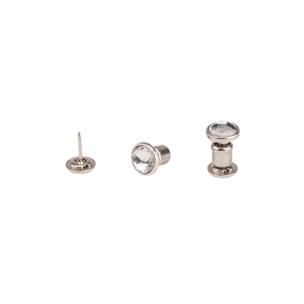 Usynlige Tryklåse, Flad Bagside Rhinestone Runde Knapper (10 stk.) Hvid