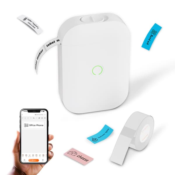 Mini Bluetooth termisk etiketprinter D11 – bærbar blækfri labelprinter 203DPI med indbygget 1500mAh batteri White White