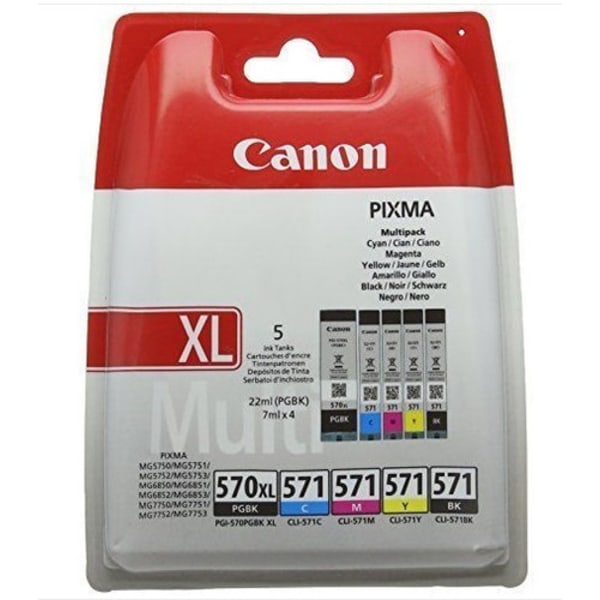 Canon PGI-570XL/CLI-571 PGBK, 22 ml, 7 ml, 5 styck, Flerpack