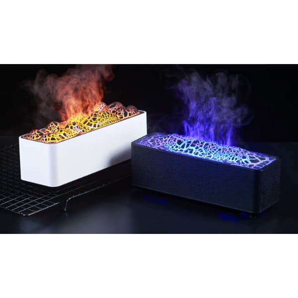 Flamme Aroma Diffuser Luftfugter: Simuleret Vulkan med Æterisk Olie Kompatibilitet Black Black