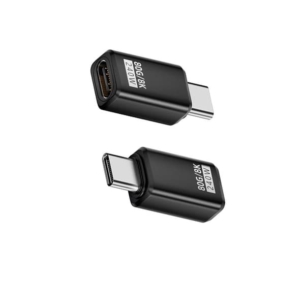 240W 80Gbps USB-C Naaras-Uros -sovitin - Suora Liitin (2 kpl) Black Black