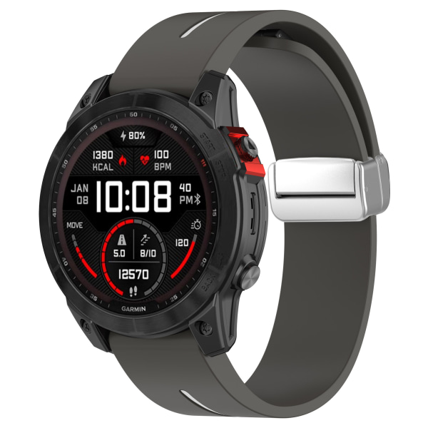 20 mm silikoninen magneettisolki kellon ranneke Garmin Vivomove Trend, Forerunnerille Harmaa