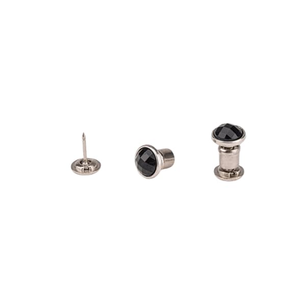 Usynlige Tryklåse, Flad Bagside Rhinestone Runde Knapper (10 stk.) Black Black