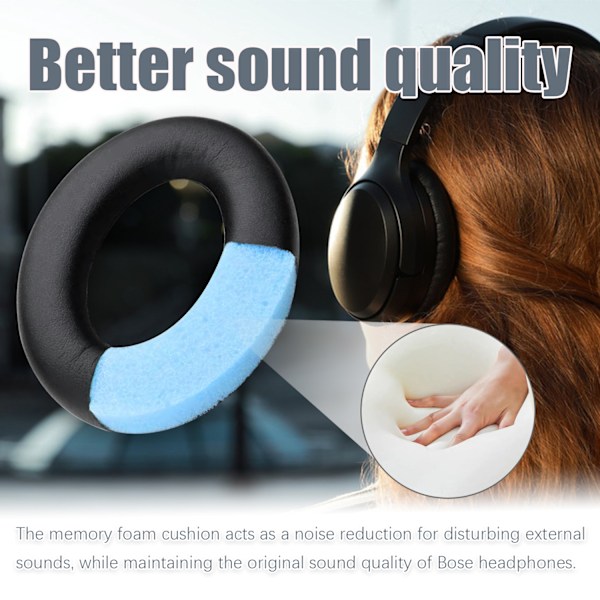 INF Öronkuddar för Bose QC35 I/II, QC25, QC15, QC 2 AE 2, AE 2i, AE 2w, SoundTrue, SoundLink Blå