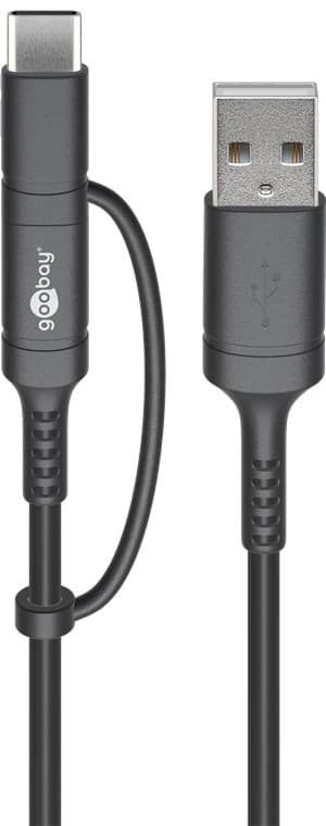 Charge & Sync -yhdistelmäkaapeli (USB A - Micro-USB & USB-C™)