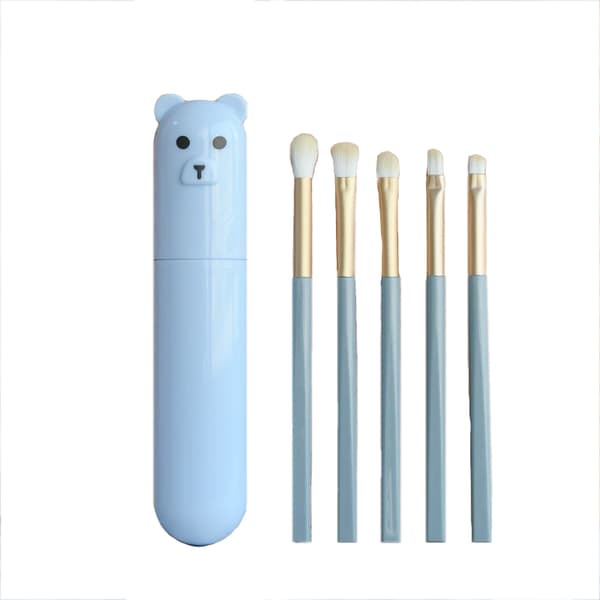 Makeup Brush Set - 5 børster med holder Blue Blue
