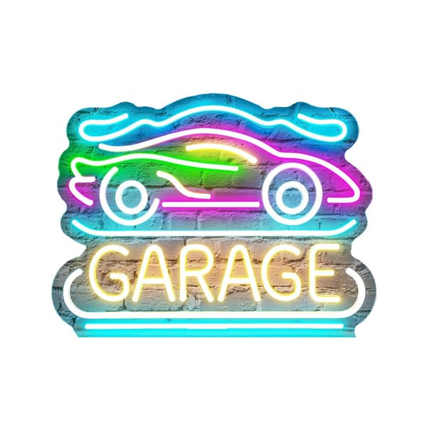 LED Bilskylt - 42x32.7cm Akryl Garage Dekor USB-driven Neonljus