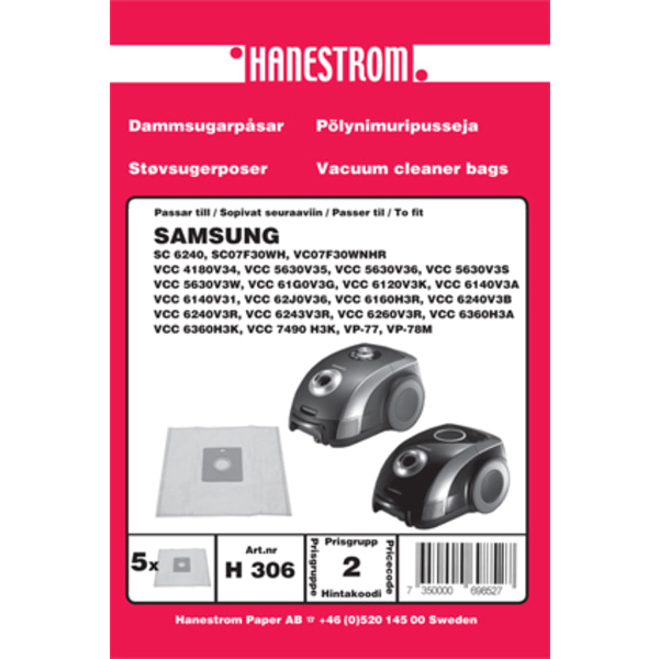 Dammsugarpåsar SAMSUNG VCC 6240