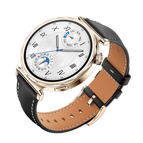 Klockarmband i Läder för Huawei Watch GT5 - 18MM Svart + guld