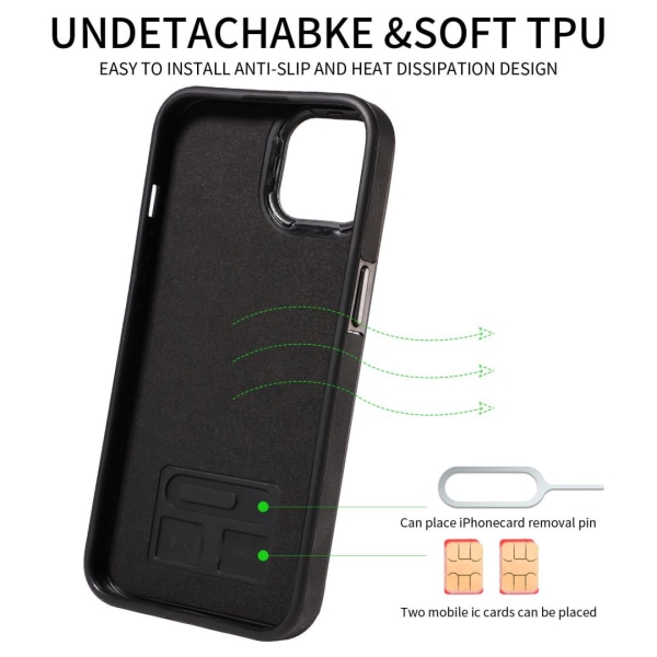 Multifunktionelt telefoncover med kortholderstativ til iPhone iPhone 14