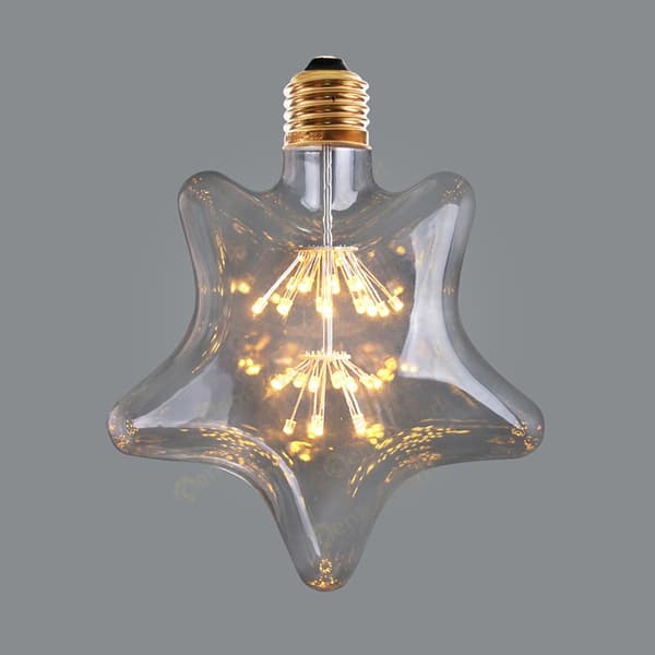 3W Stjärnformad LED Filamentlampa - 2200K Varmgul, E26/E27 Sockel
