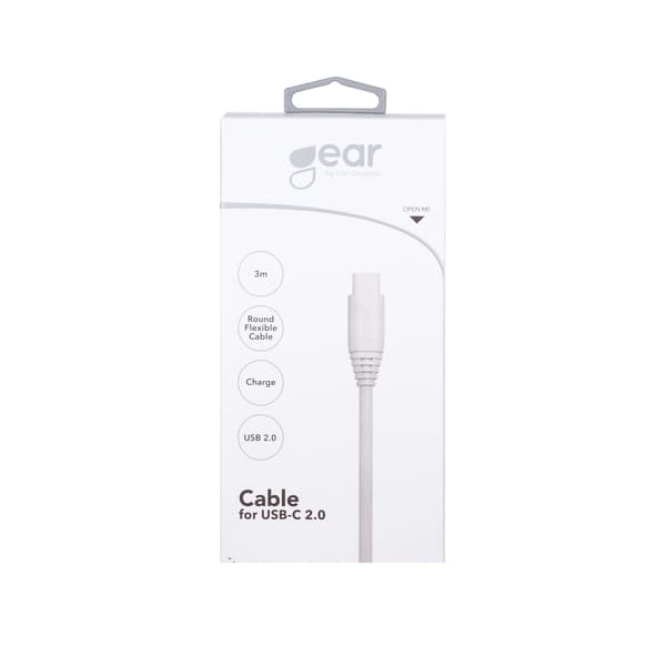 Latauskaapeli USB-A–USB-C 2.0 3m Valkoinen Pyöreä