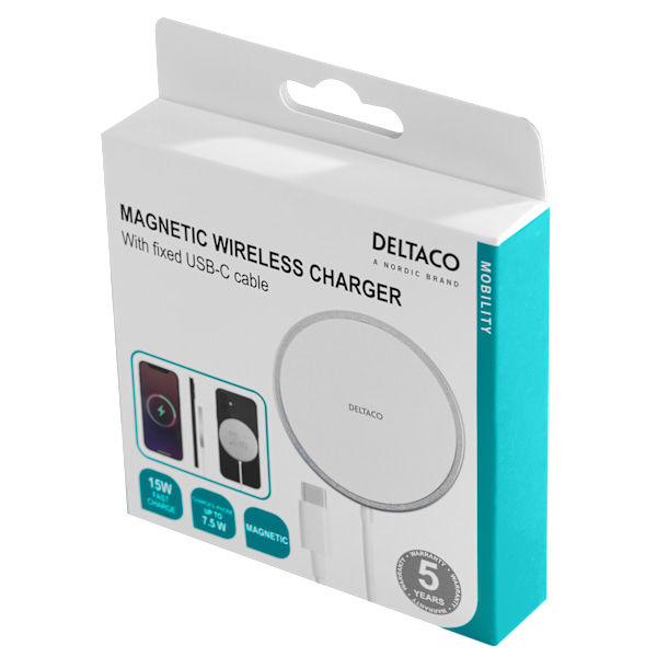 Magnetic wireless charger, iPhone 13/14/15/16, USB-C, wh/si