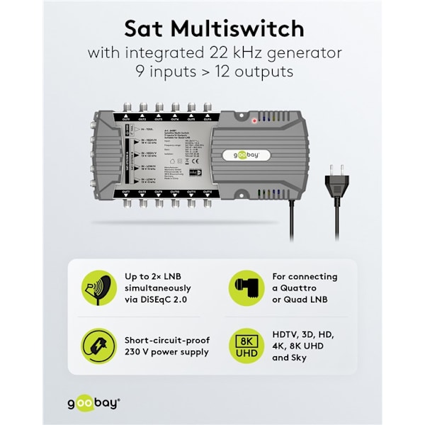 Sat multi-switch 9 ingångar/12 utgångar