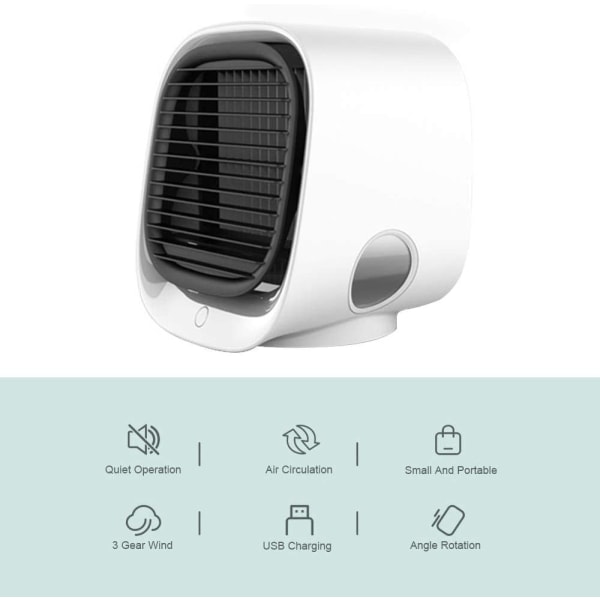 Luftkøler 4-i-1 ventilator / luftfugter / luftrenser med LED Hvi