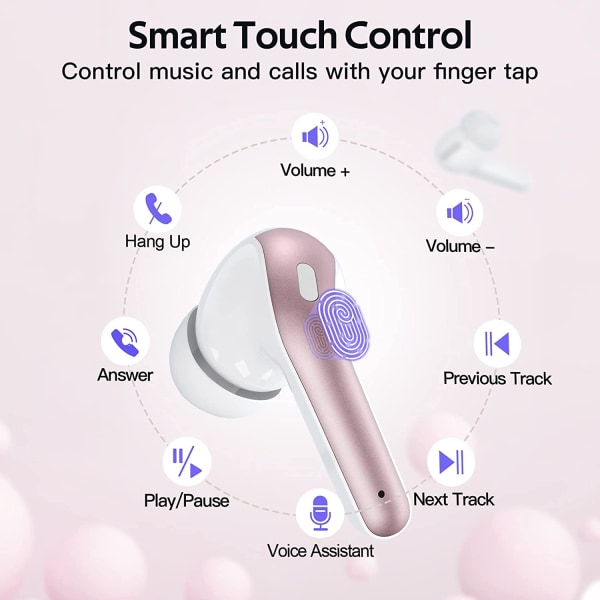 INF Trådløse høretelefoner med mikrofon og touch-kontrol Pink