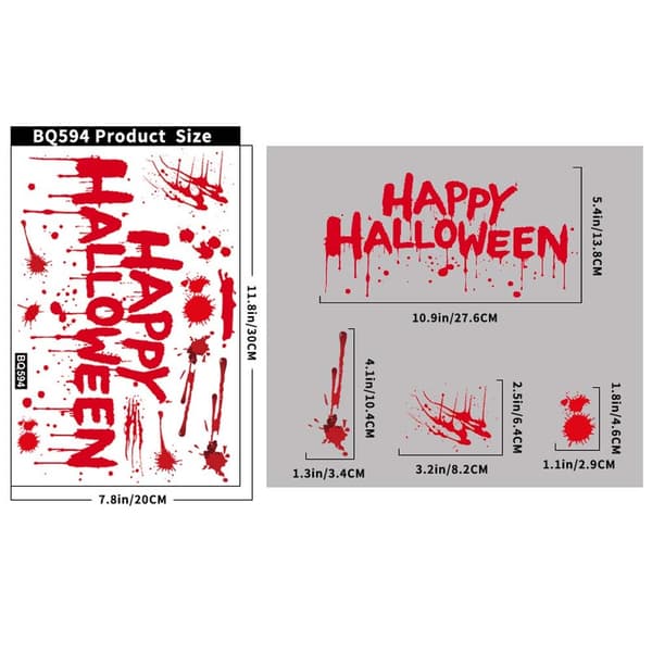 Handavtryck Glasdekaler - 6-pack Halloween Dekoration