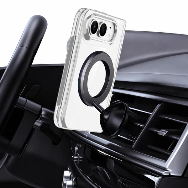 Foldbart PC-telefoncover kompatibelt med iPhone Duo med MagSafe, 360° stativ og hærdet glas Silver Silver