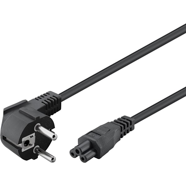 Nätkabel (skyddskontakt) vinklad, 1,8 m, svart