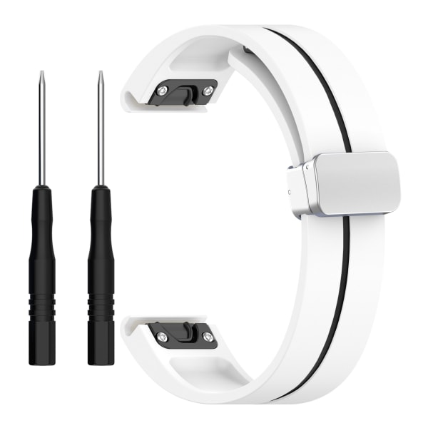 22 mm silikon magnetiskt spänne klockarmband för Samsung Gear S3, Garmin Venu 3 Vit