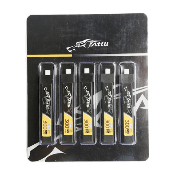 Tattu LiPo 300mAh 3.8V 75C 1S1P HV BT2.0.5 batteri (5st)