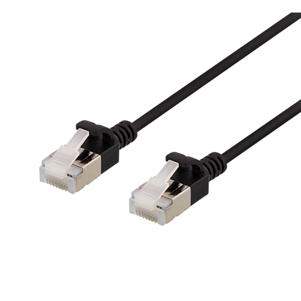 U/FTP Cat6a patch cable, slim, 3.8mm in diameter, 3m, black