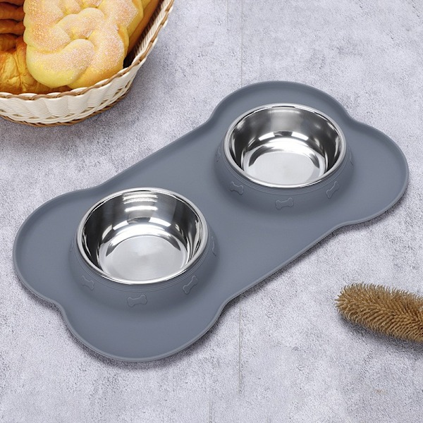 Non-Spill Silikon Pet Double Bowl