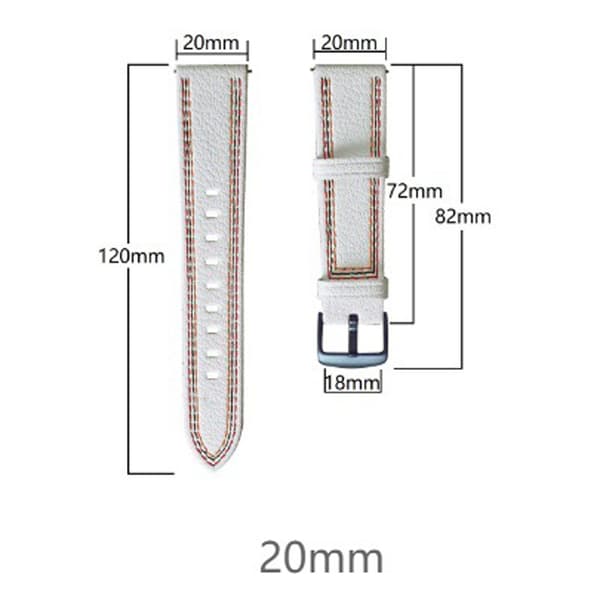 Læderurrem til HUAWEI GT3 White 20 mm White 20 mm