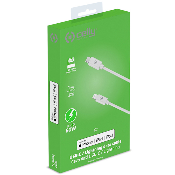 USB-C till Lightning Kabel 60W 1m Vit
