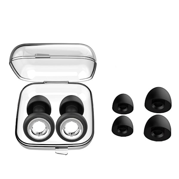 Støjreducerende ørepropper - Krydshårdesign for rolig søvn og koncentration Black + Silver Black + Silver