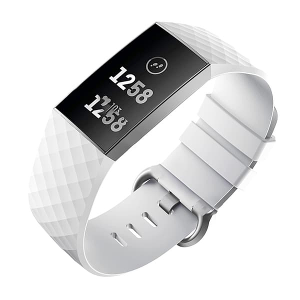 Valkoinen silikoninen ranneke Fitbit Charge 4/3 -laitteelle - suuri
