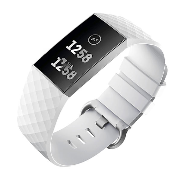 Vit silikonrem för Fitbit Charge 4/3 - Stor