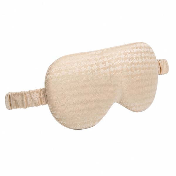 Dubbelsidig rutmönstrad jacquard-sovmask med stark ljusblockering för resor och vila off white off white