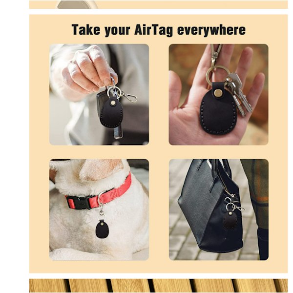 Tyylikäs musta PU-nahkakotelo Apple AirTags -seurantalaitteelle Musta