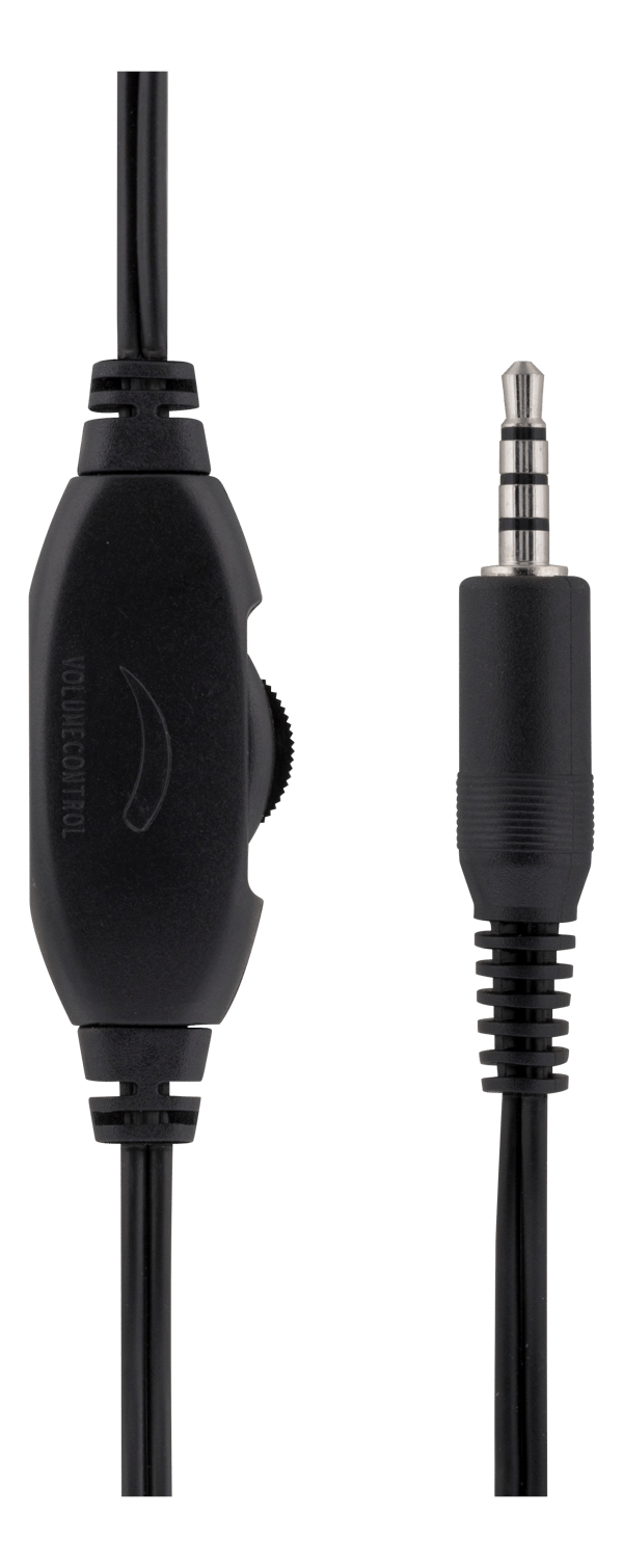 Stereoheadset, 30 mm element, 1x 3,5 mm (4-polet), sort